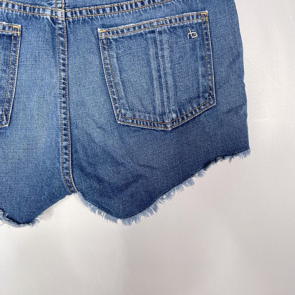 Rag & Bone Womens 28 Cut Off Denim Jean Shorts in Johny Wash Ripped Cotton - Picture 7 of 10